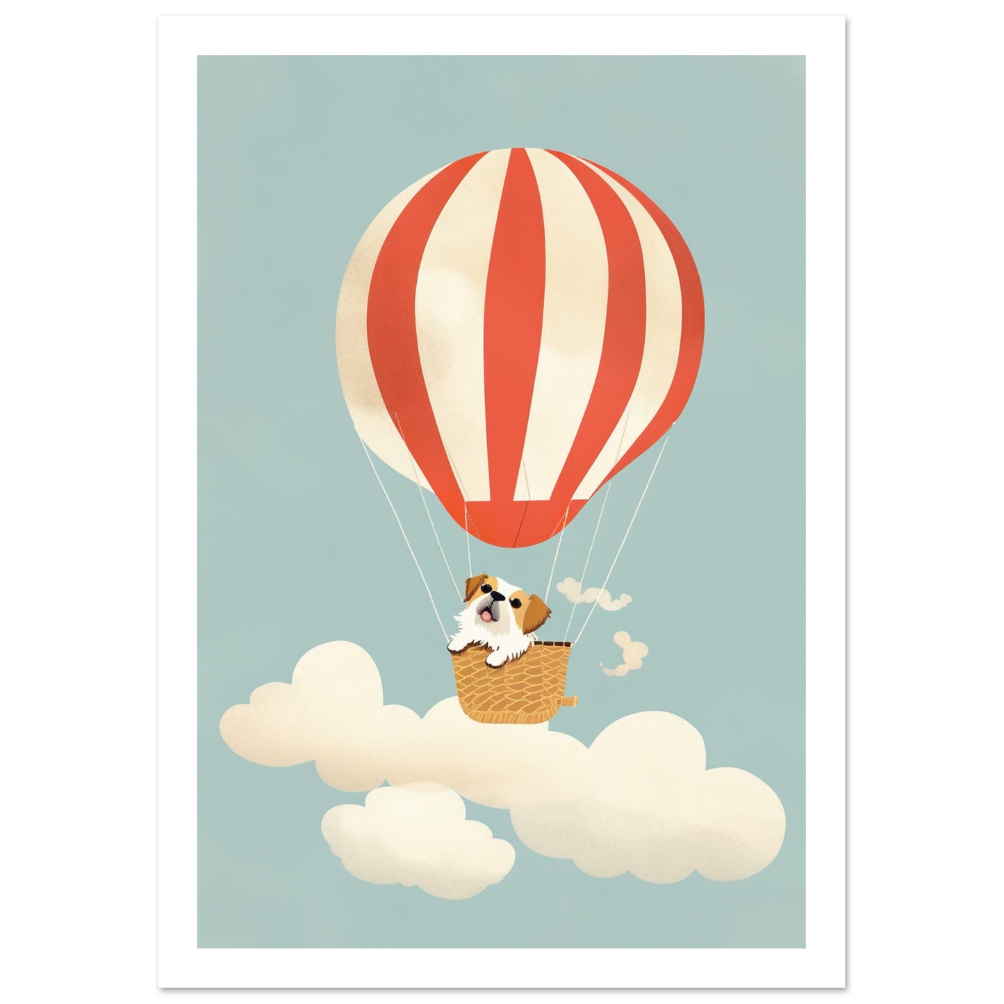 Dog in Hot Air Balloon Adventure Wall Art Print