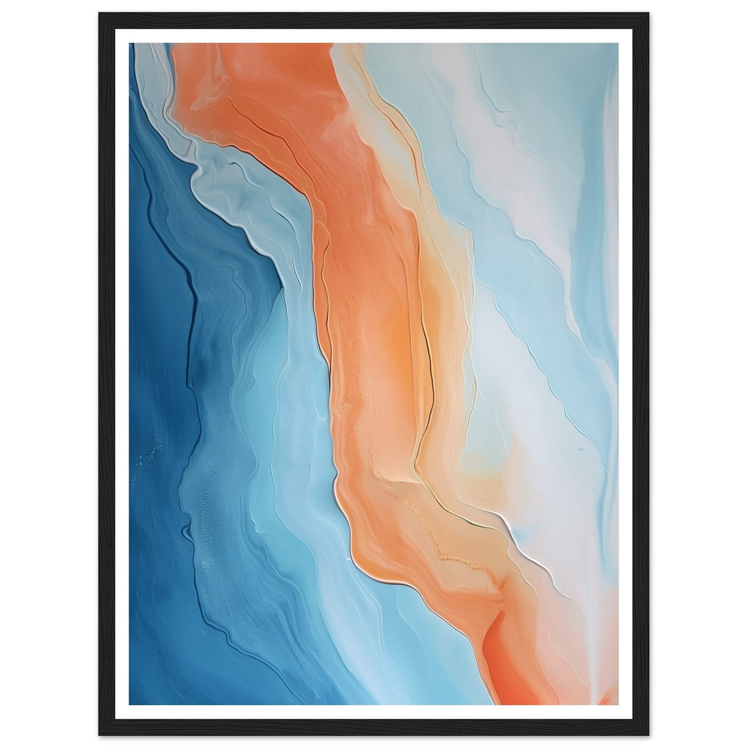 Melted Streams of Orange and Blue Abstract Painting Wall Art Print