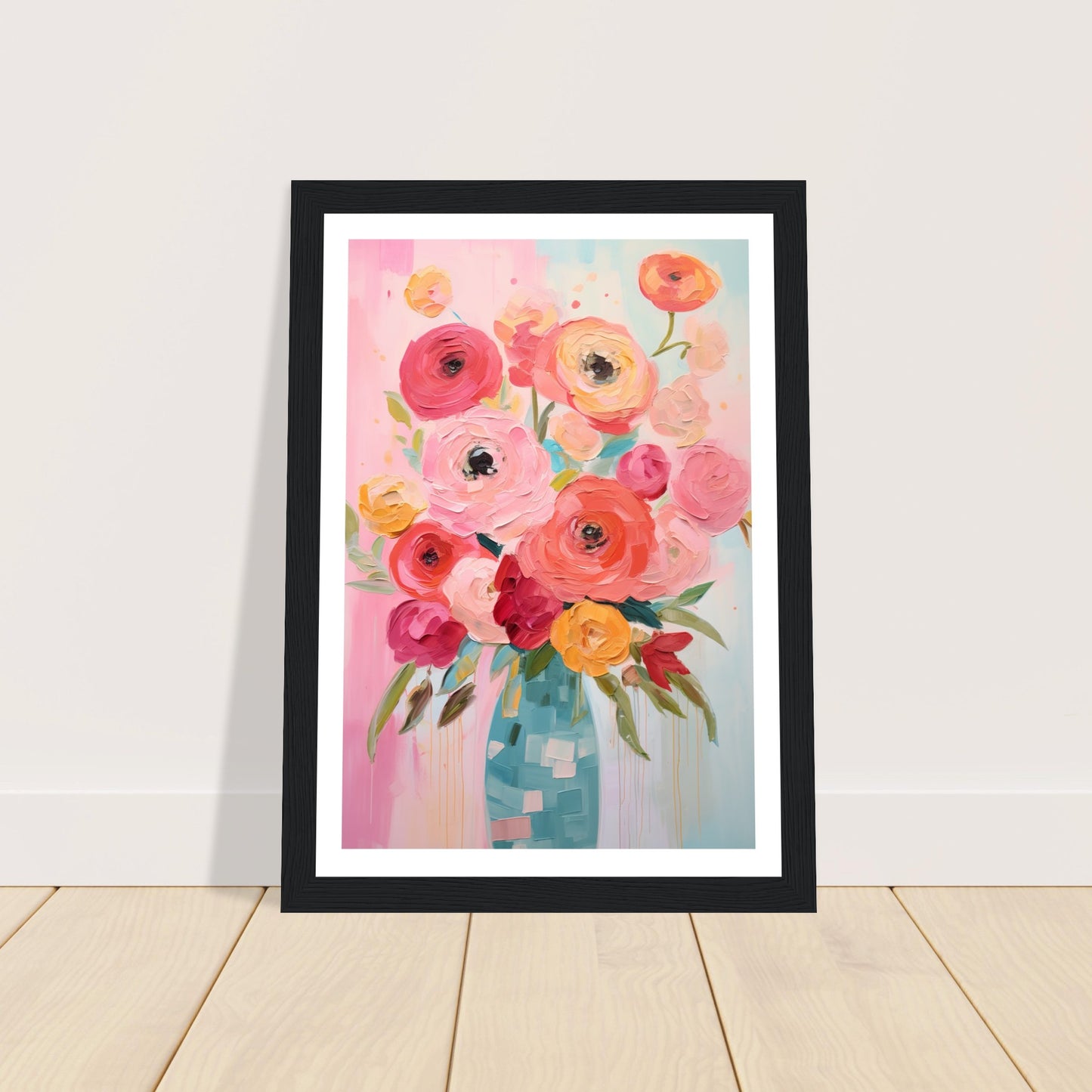 Vibrant Blooming Pink Flowers Wall Art Print