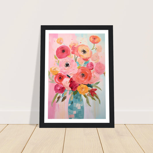 Vibrant Blooming Pink Flowers Wall Art Print