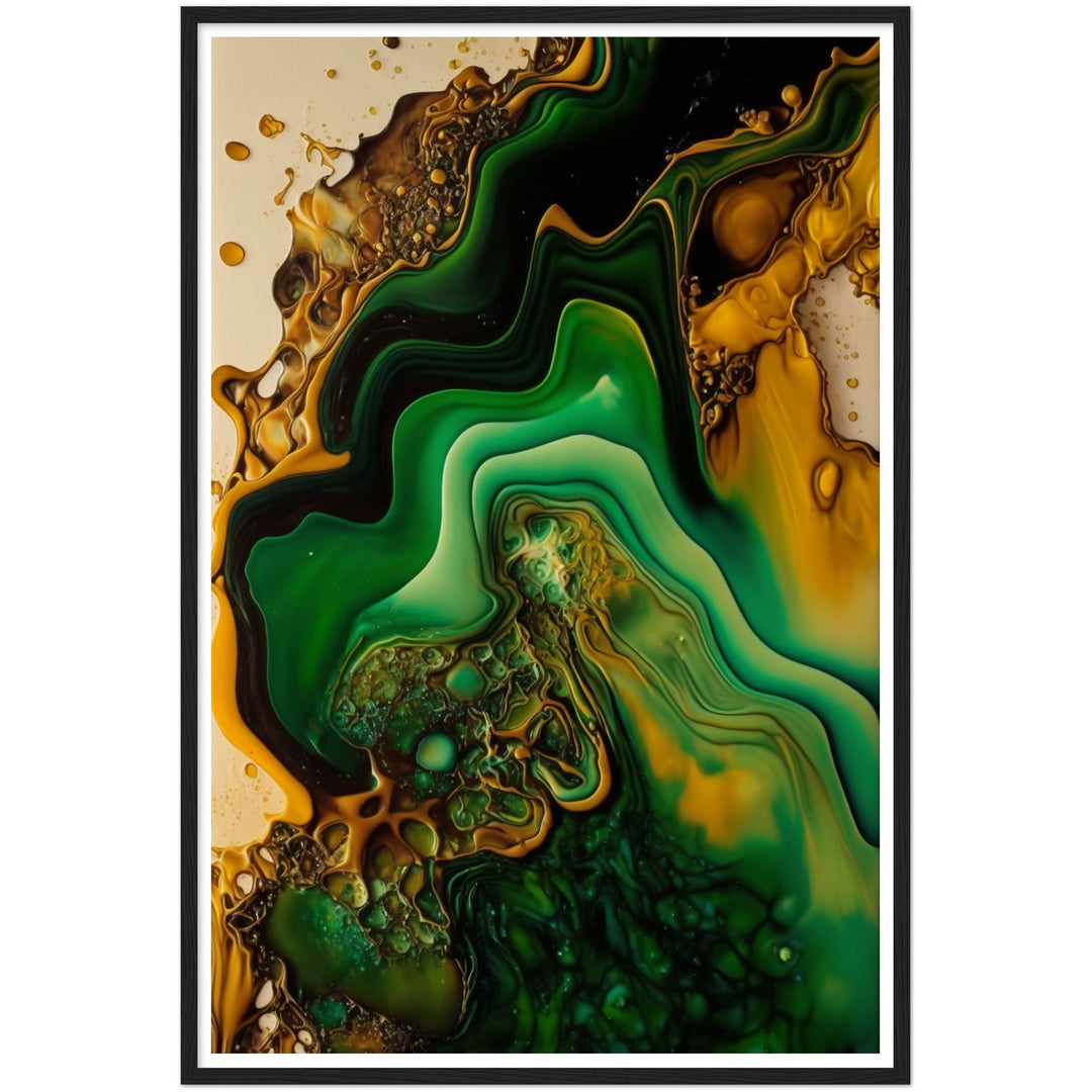 Organic Depths: Green & Brown Painting Wall Art Print