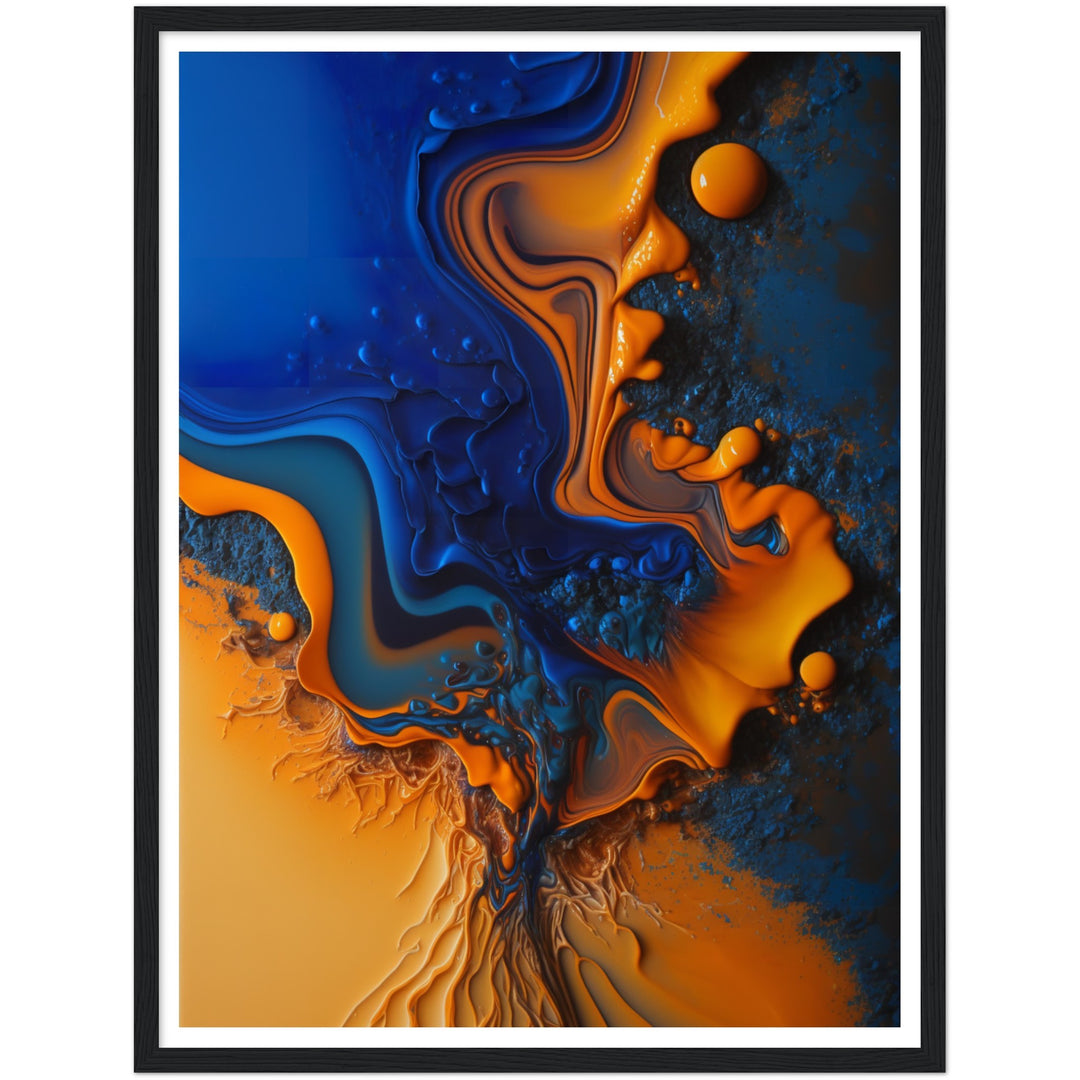 Organic Fusion: Orange & Blue Painting Wall Art Print