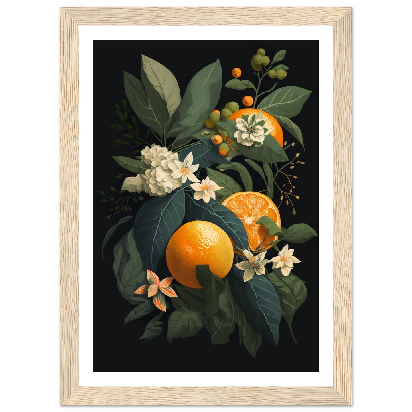 Tropical Orange Botanical Vignette Wall Art Print