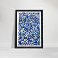 Blue Abstract Zig Zags Swirls & Curls Pattern Wall Art Print