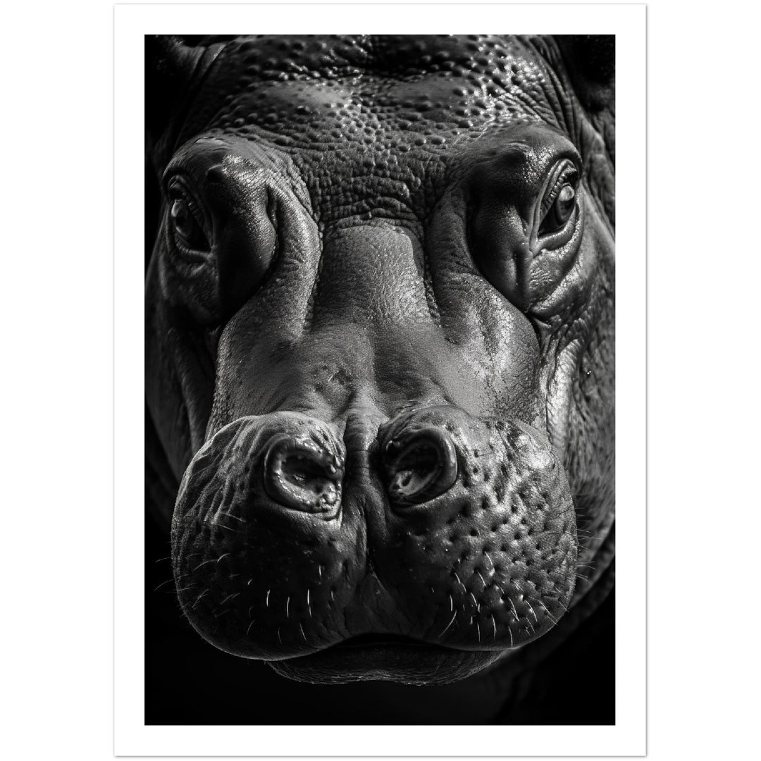 Close-Up Hippo Photograph Wall Art Print