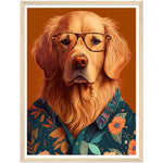 Load image into Gallery viewer, Trendy Golden Retriever Dog Illustration Wall Art Print