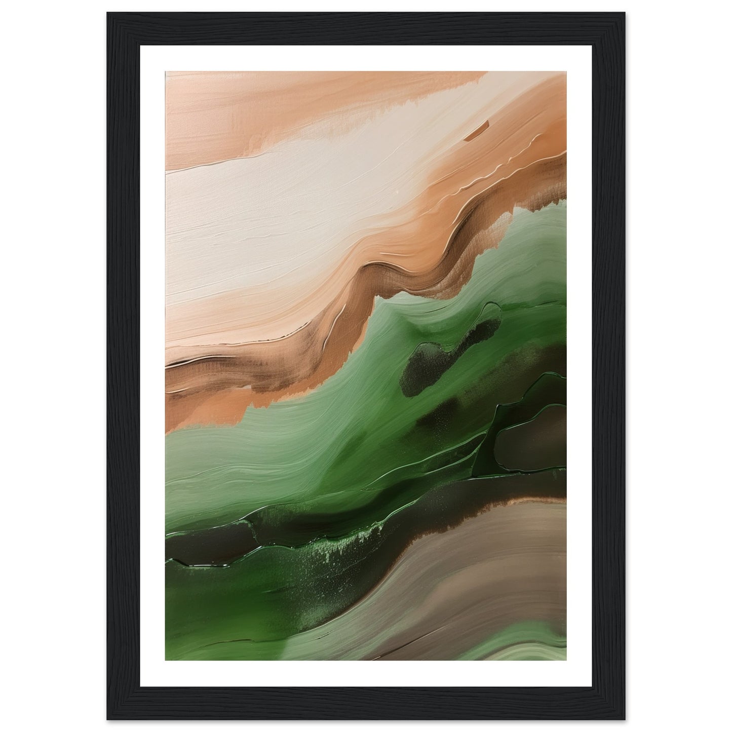 Abstract Strokes of Green and Brown Wall Art Print