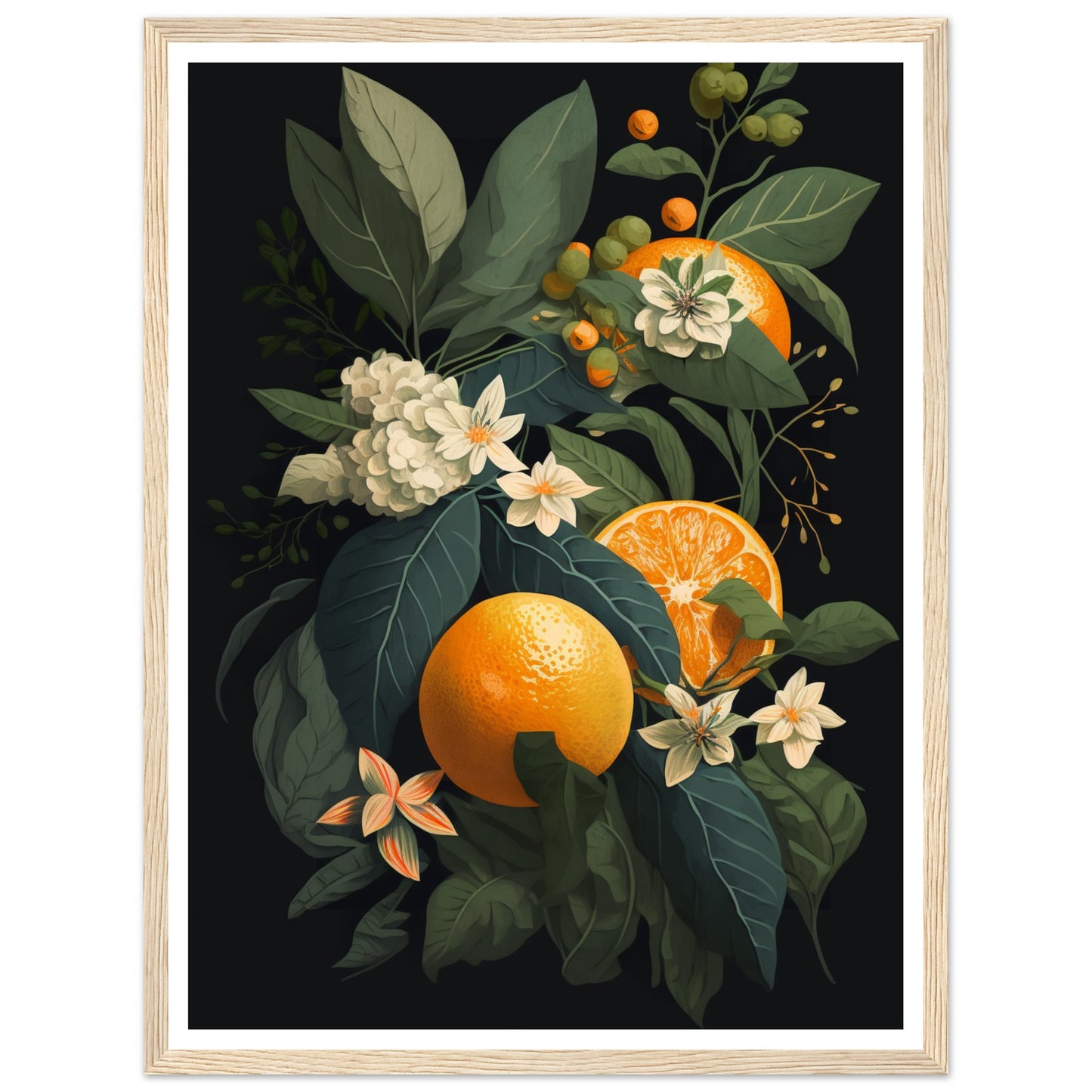 Tropical Orange Botanical Vignette Wall Art Print