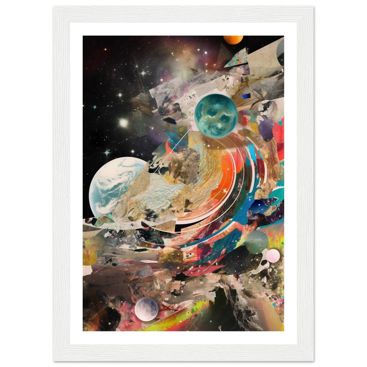 Celestial Collage Embrace Abstract Galaxy Wall Art Print