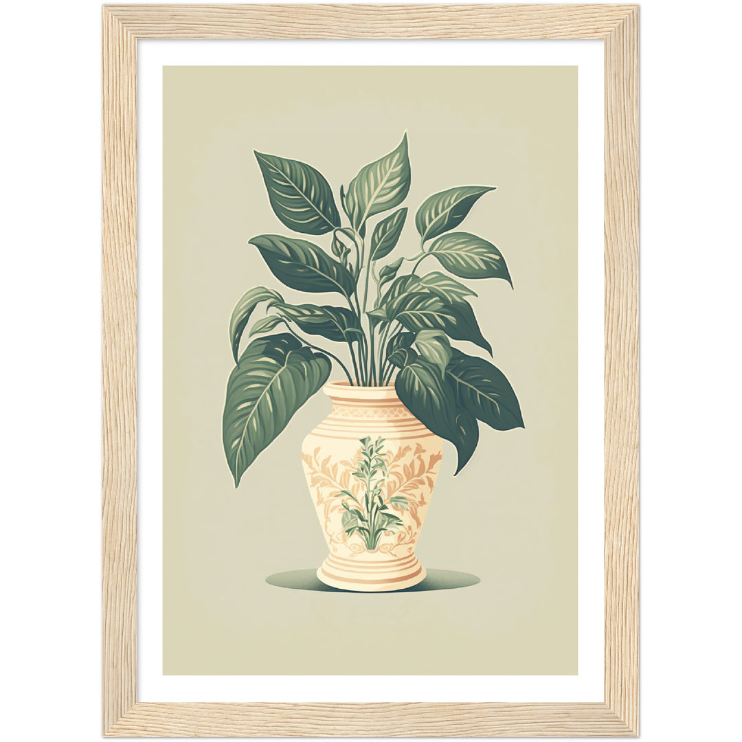 Floral Vase: Chinese Evergreen Plant Wall Art Print