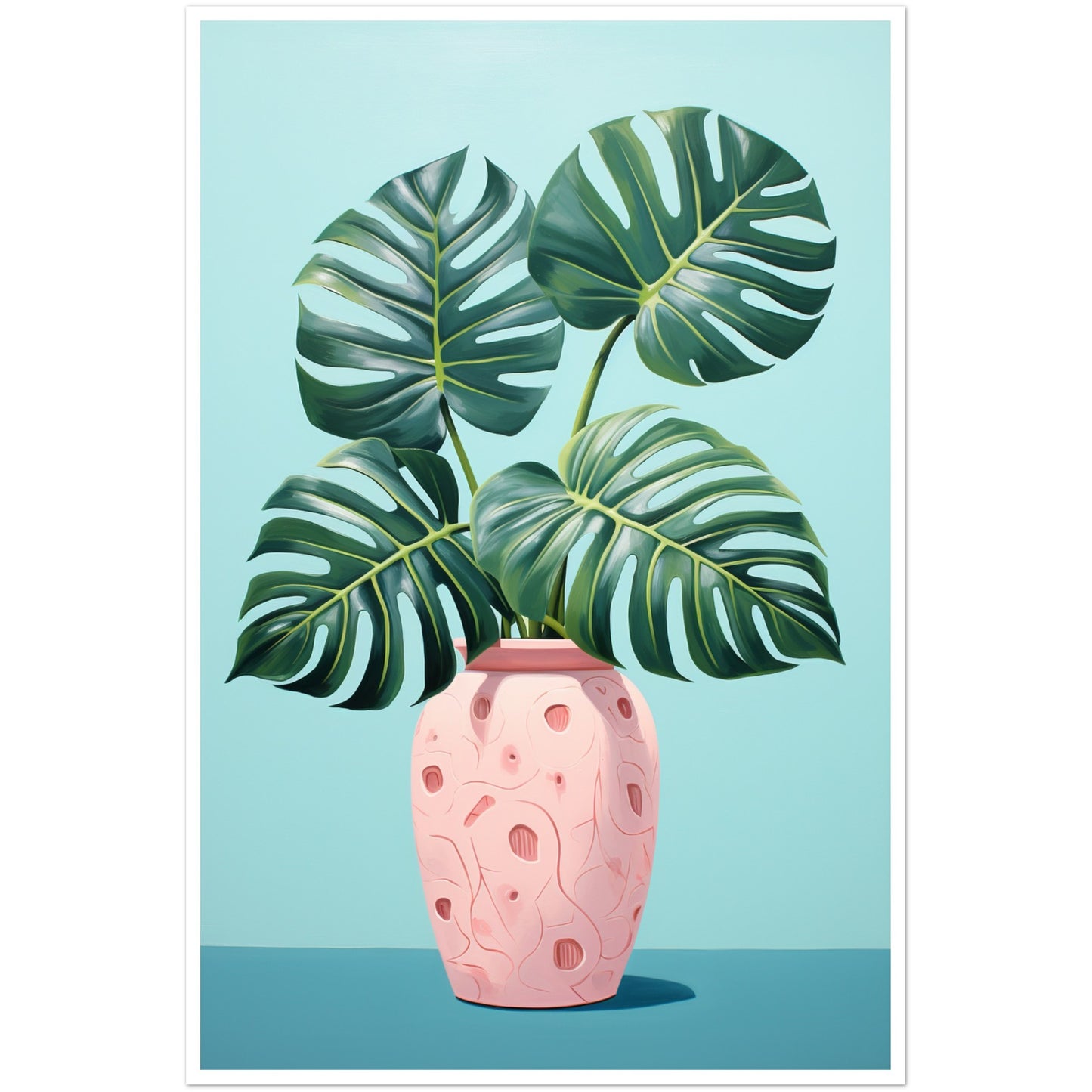 Symmetrical Monstera Plant Illustration Wall Art Print