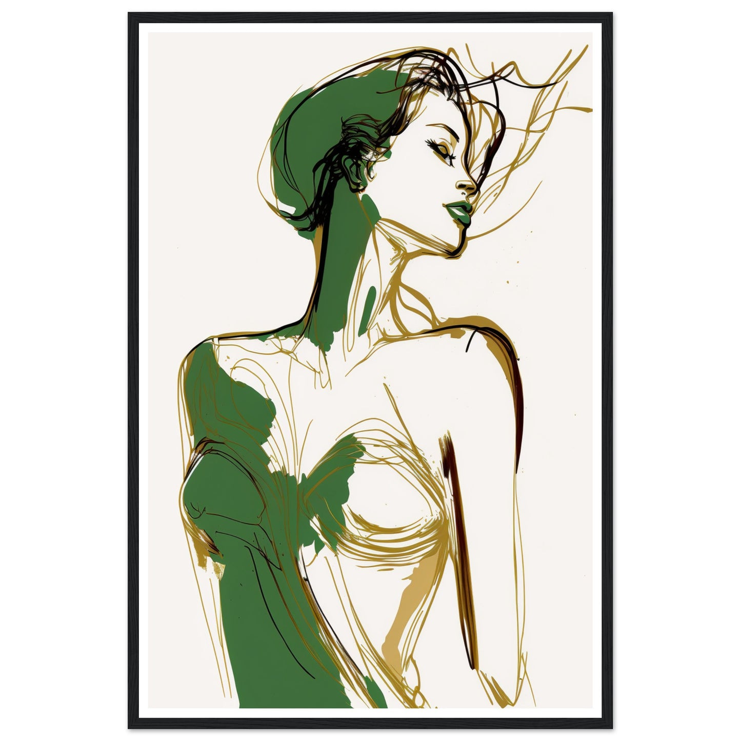 Sensual Woman in Green and Gold