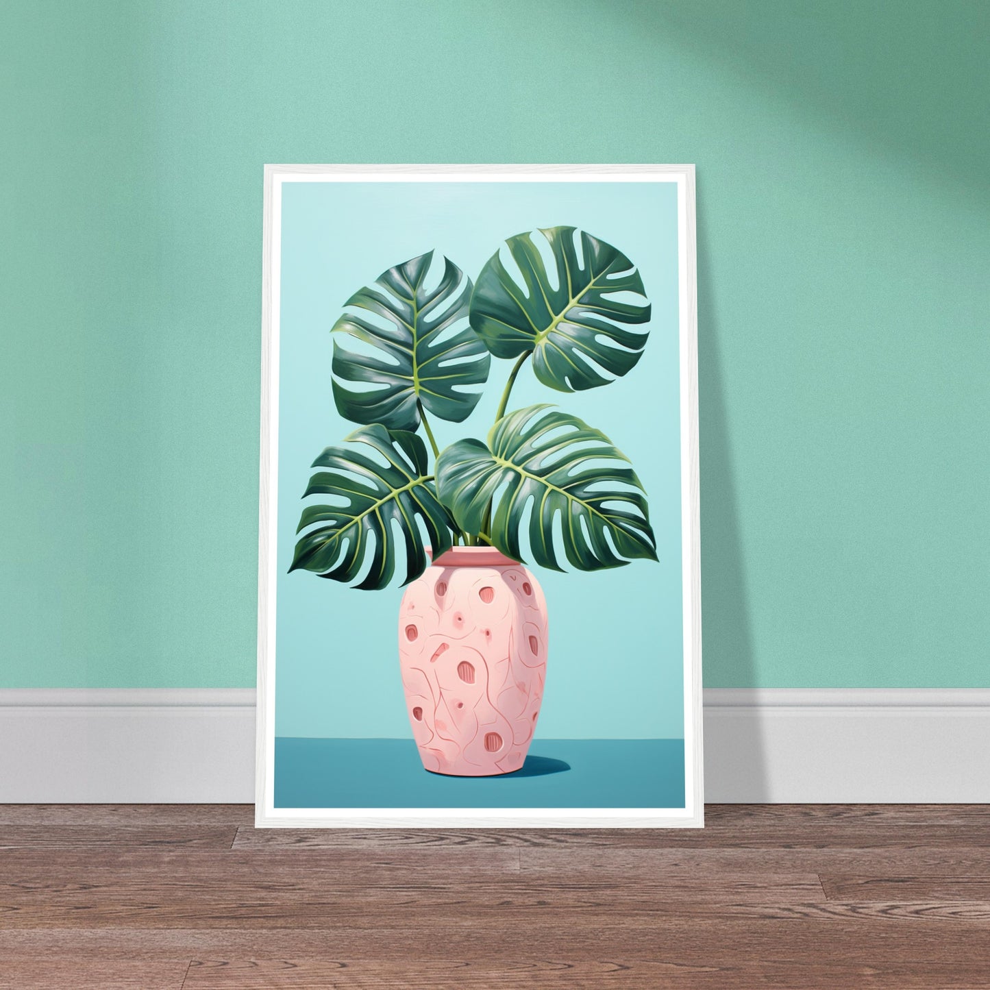 Symmetrical Monstera Plant Illustration Wall Art Print