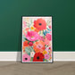 Joyful Blooming Abstract Flowers Painting Wall Art Print