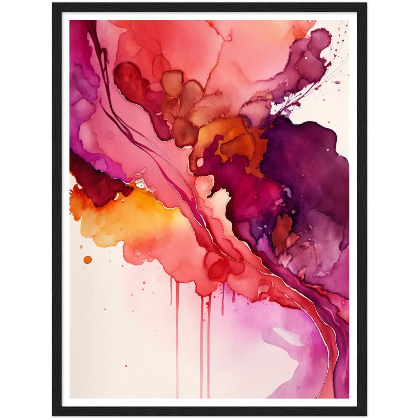 Nature's Analogous Symphony - Fuchsia Watercolour Wall Art Print