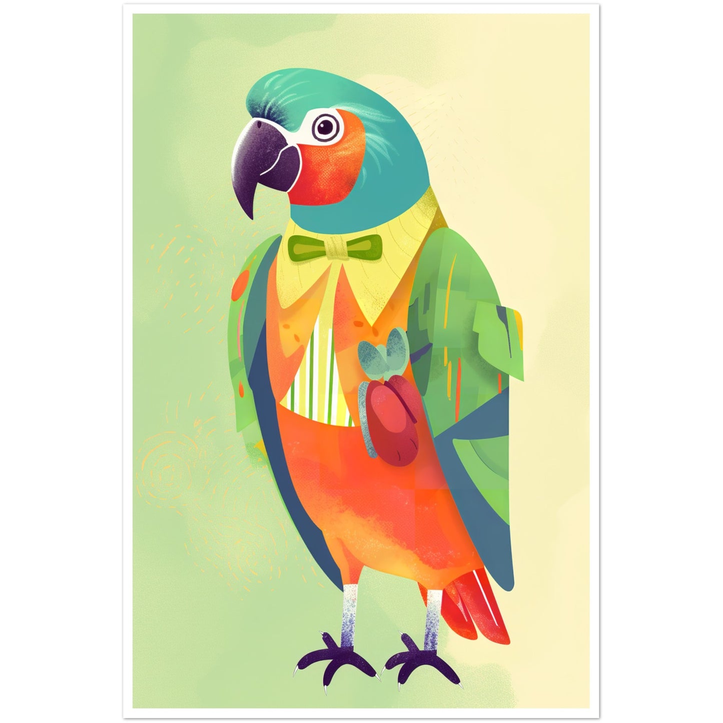 Feathered Parrot Vibrant Wall Art Print