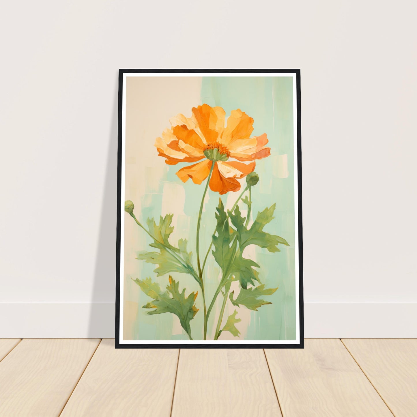 Marigold Flower in Soft Earthy Hues Wall Art Print