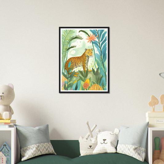 Playful Jungle Leopard Wall Art Print