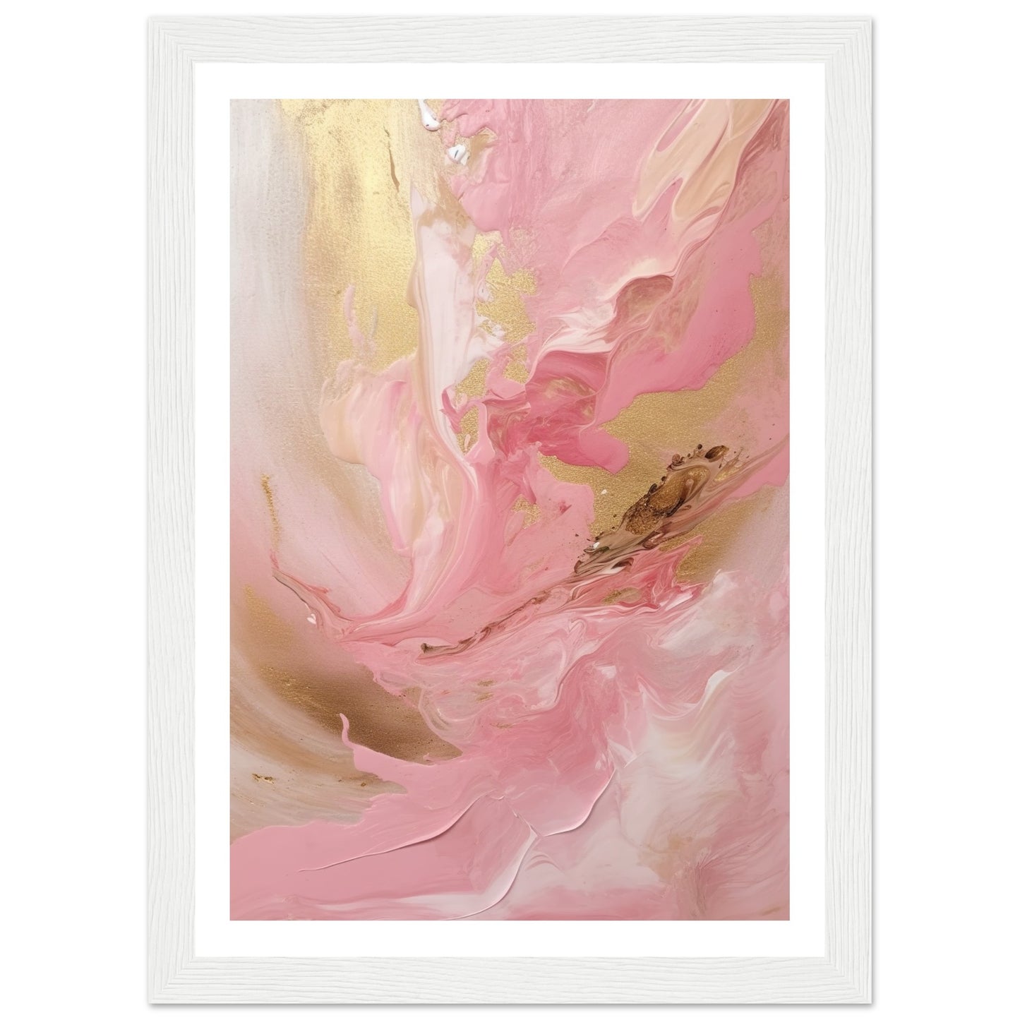 Melting Waves of Pink and Gold Abstract Painting Wall Art Print