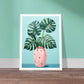 Symmetrical Monstera Plant Illustration Wall Art Print