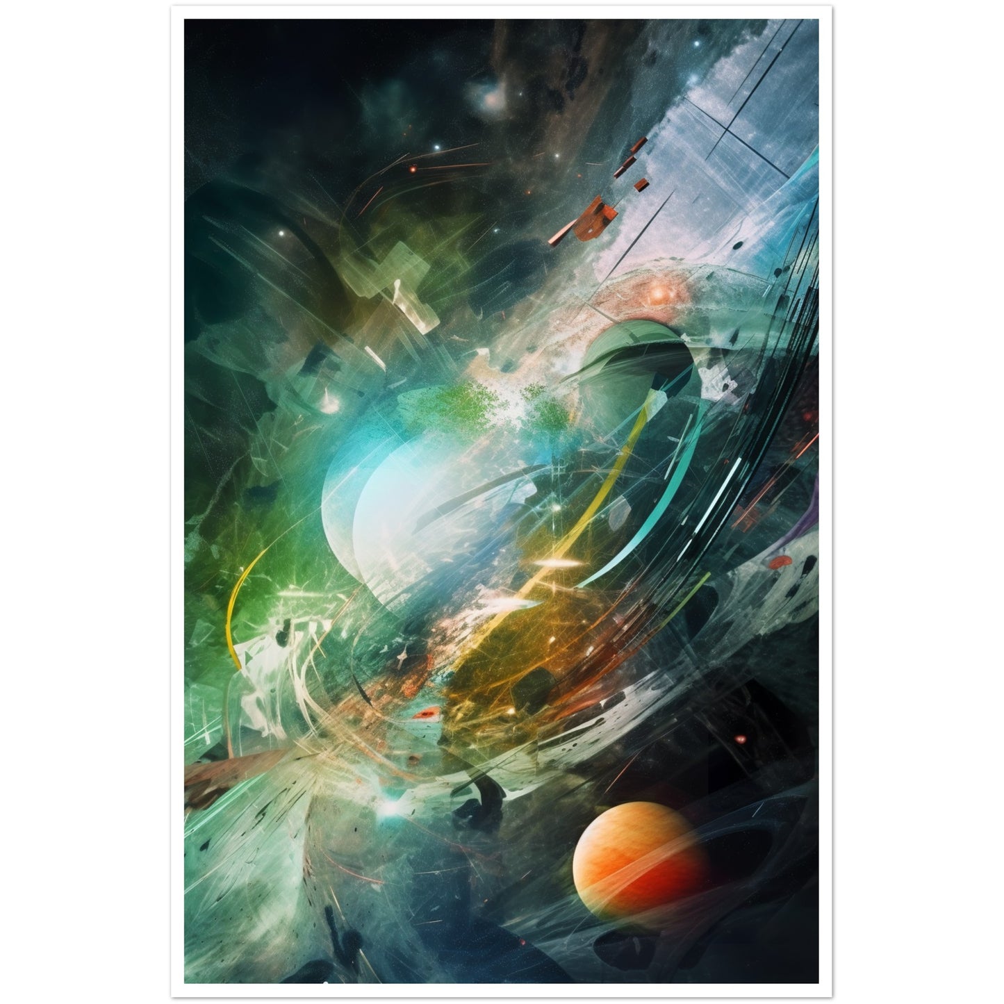 Otherworldly Celestial Abstract Collage Wall Art Print