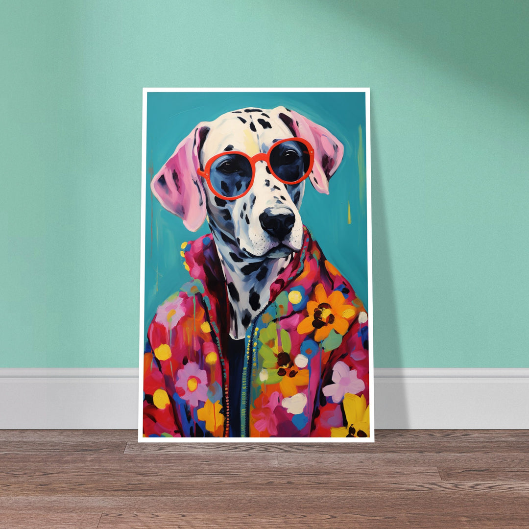 Hippy Dalmatian Flower Power Dog Painting Wall Art Print