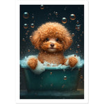 Load image into Gallery viewer, Pampered Poodle in Bath Tub Bathroom Wall Art Print