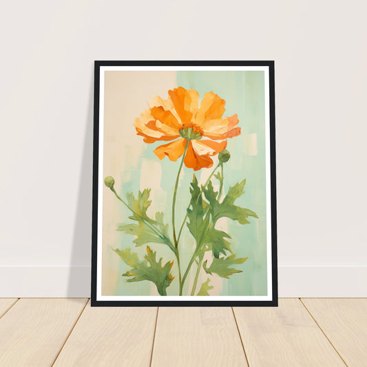 Marigold Flower in Soft Earthy Hues Wall Art Print