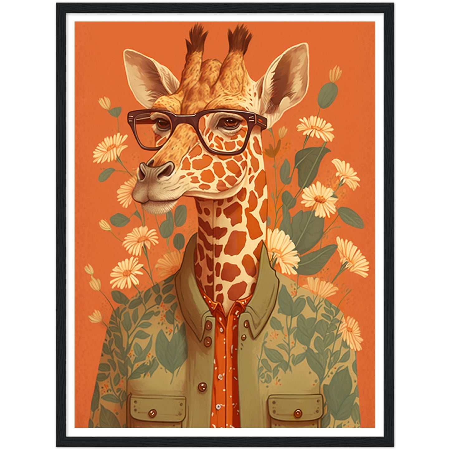 Giraffe Chic Illustration Wall Art Print