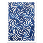 Load image into Gallery viewer, Blue Abstract Zig Zags Swirls &amp; Curls Pattern Wall Art Print