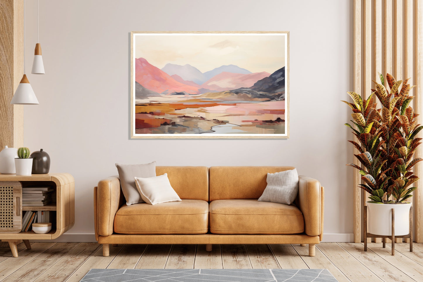 Pink and Grey Mountain Peaks Wall Art Print