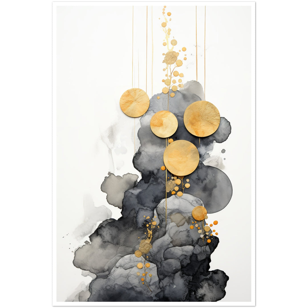 Dark Clouds Golden Dreams Abstract Patterns Wall Art Print