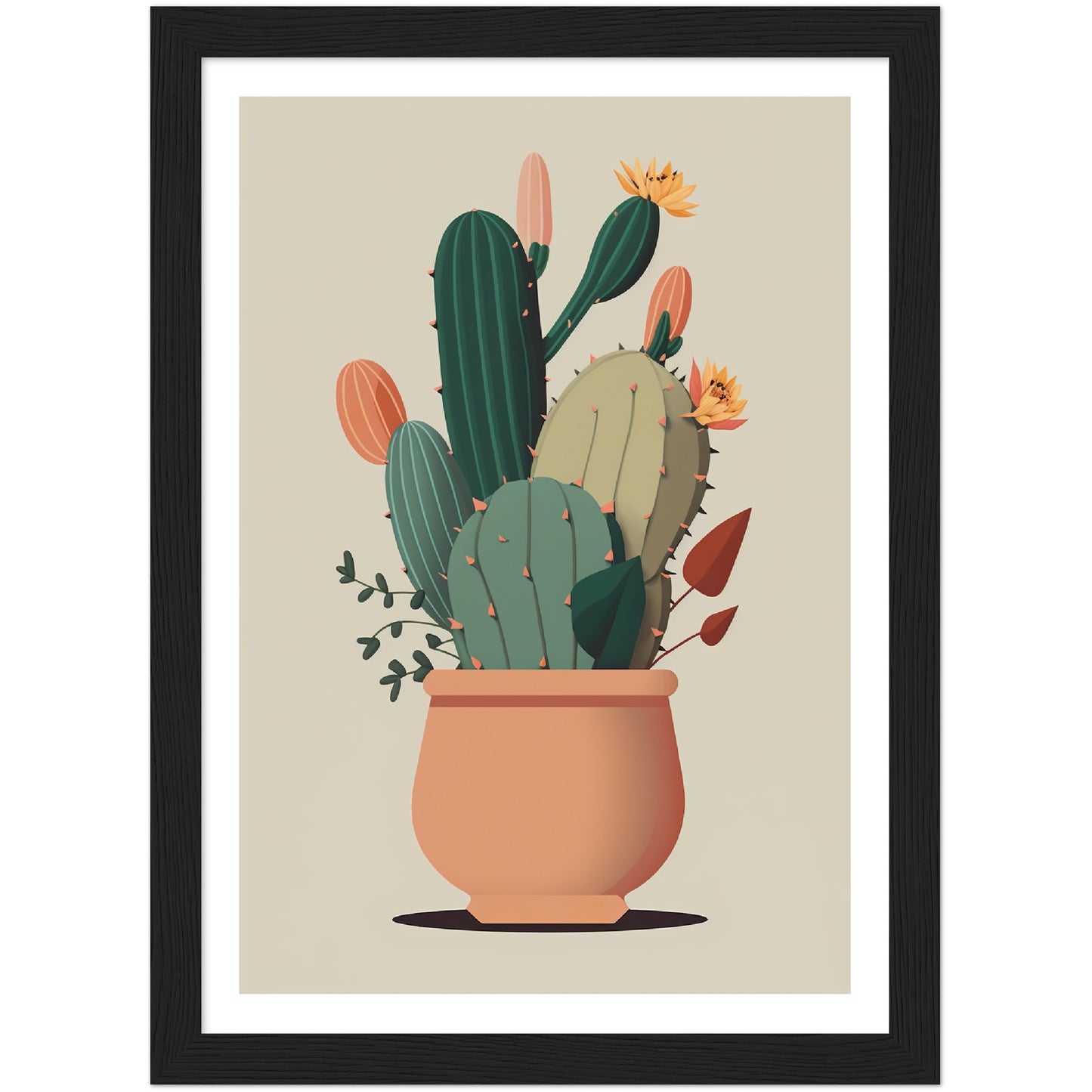 Cactus Chic Flower Wall Art Print