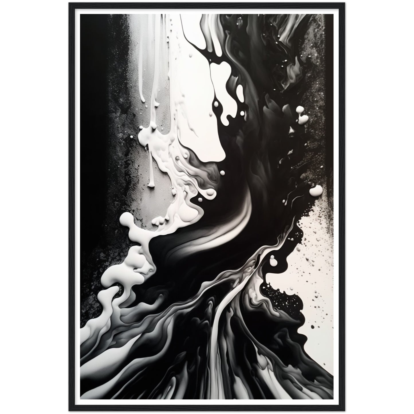 Organic Depths: Black & White Melt Painting Wall Art Print