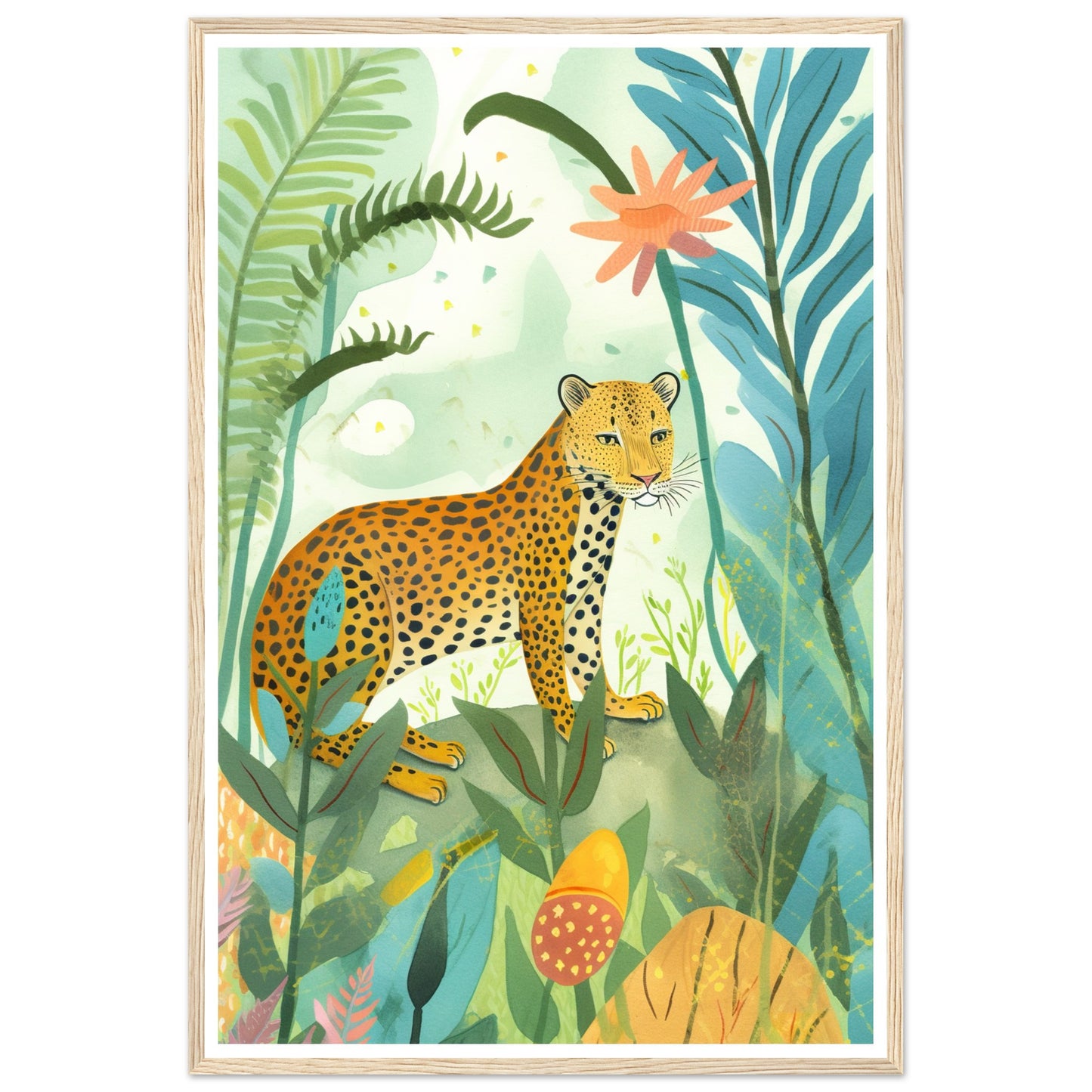 Playful Jungle Leopard Wall Art Print