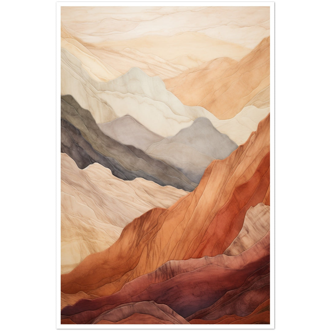 Tranquil Earthly Abstract Mountain Ranges Wall Art Print
