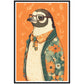 Penguin Chic Floral Jacket Illustration Wall Art Print