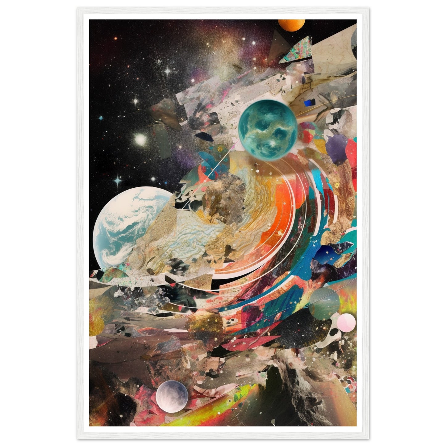 Celestial Collage Embrace Abstract Galaxy Wall Art Print