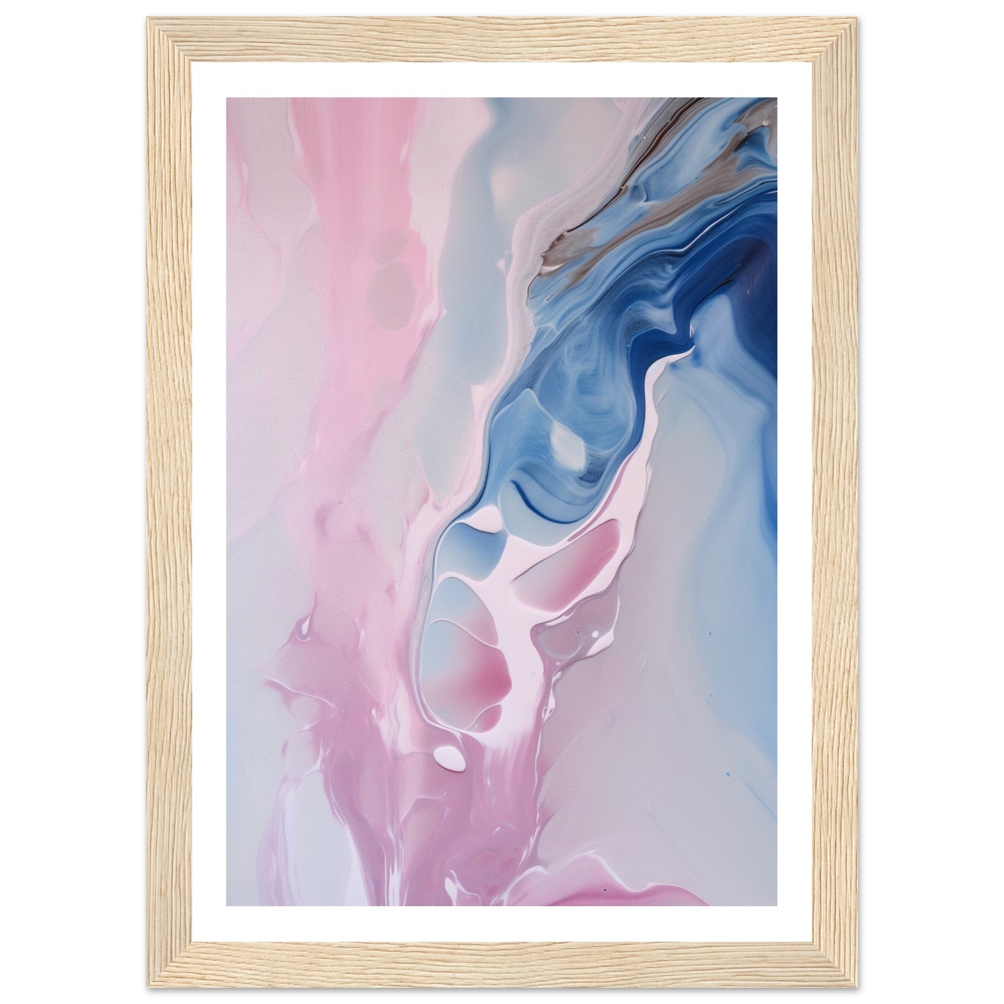 Whispering Pink and Blue Fluid Painting Wall Art Print