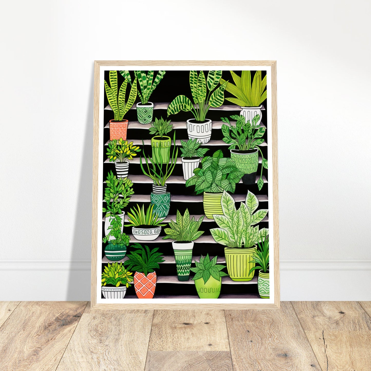 Vibrant Contrasting Potted House Plants Wall Art Print