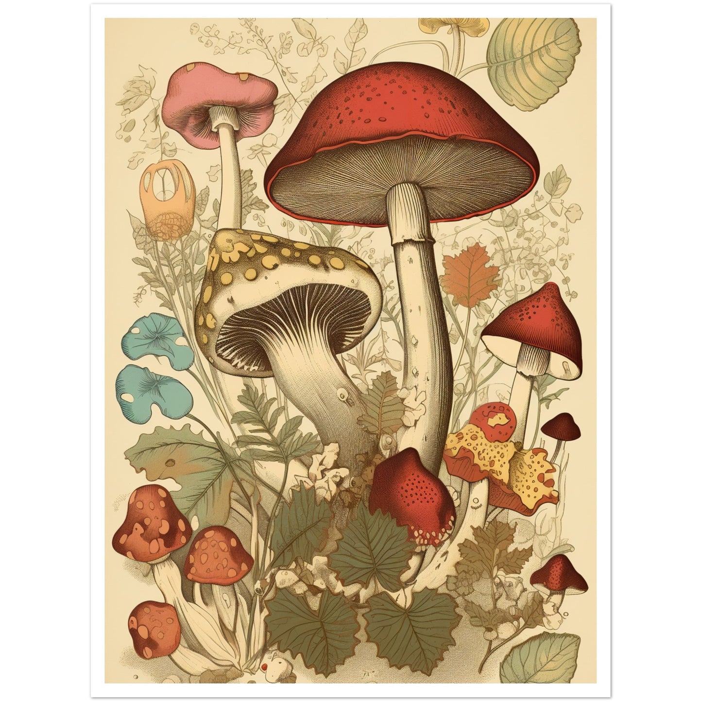 Whimsical Fungi - Vintage Botanical Wall Art Print