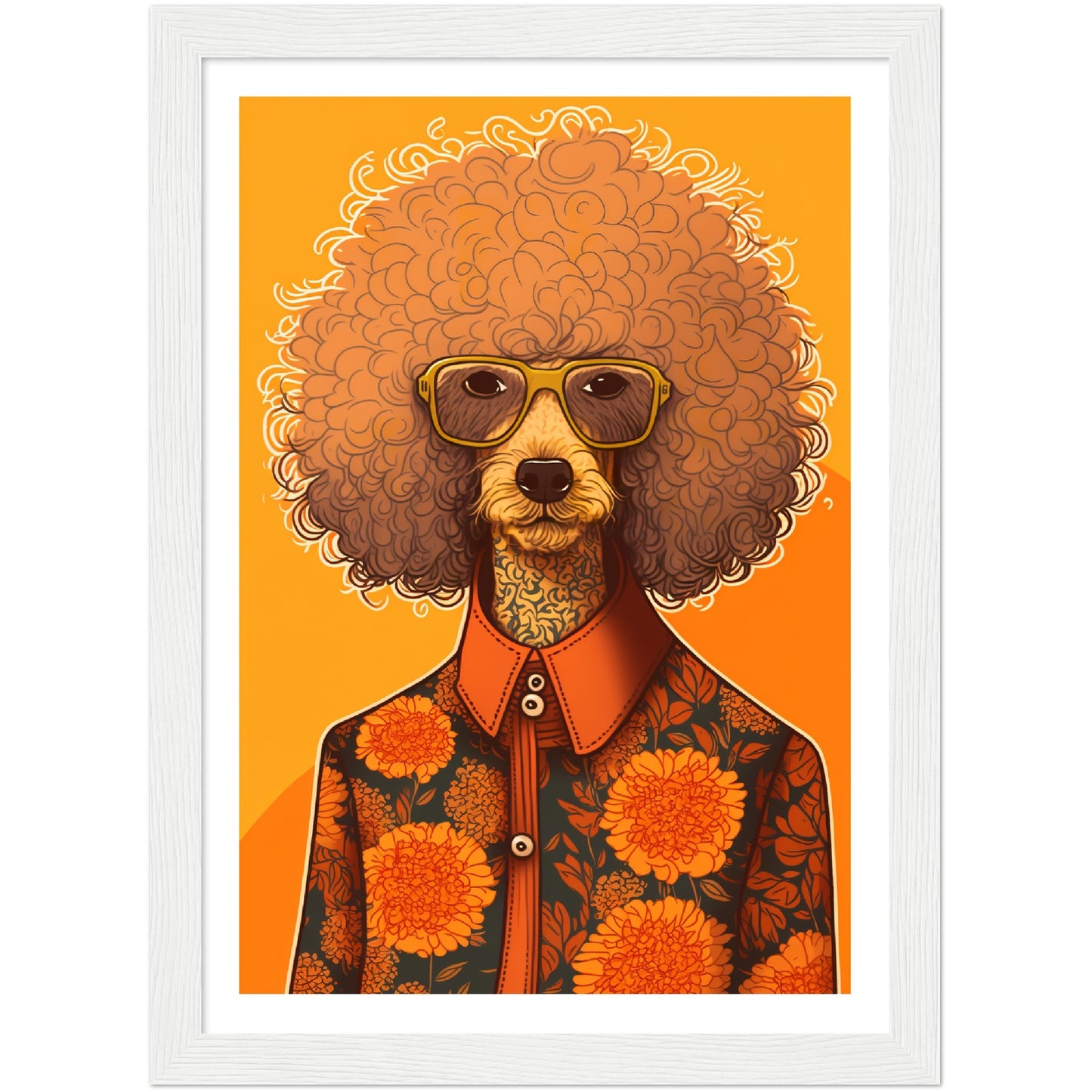 Poodle Chic Dog In Floral Shirt Wall Art Print