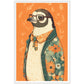 Penguin Chic Floral Jacket Illustration Wall Art Print