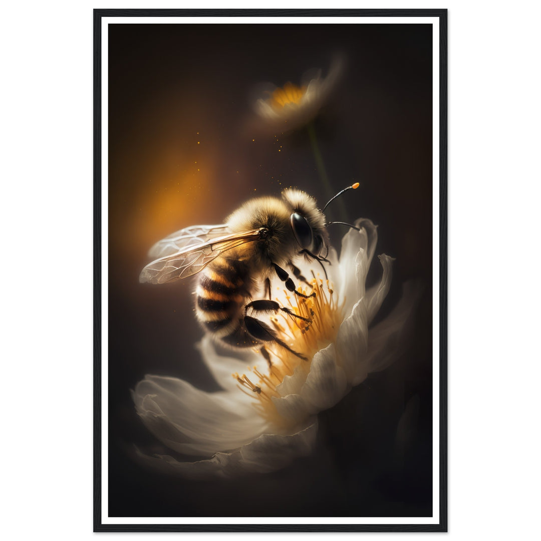 Close-Up of Bee and Flower Photograph Wall Art Print