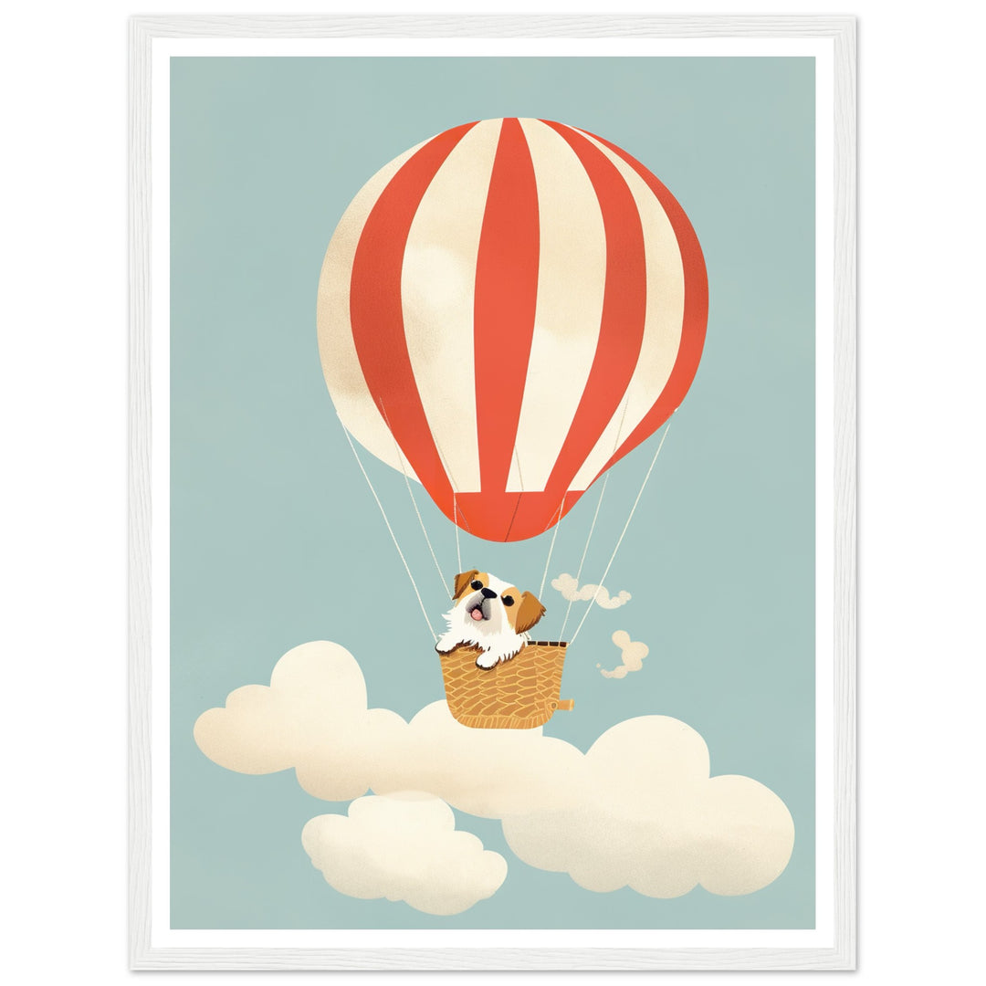 Dog in Hot Air Balloon Adventure Wall Art Print