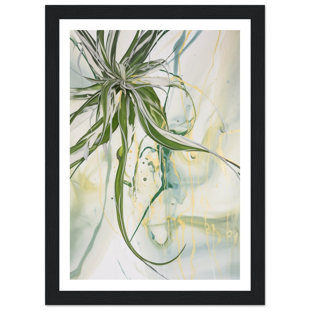 Swirling Green and Gold Spider Plant Wall Art Print