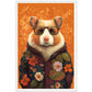 Floral Fashionista Hamster Illustration Wall Art Print