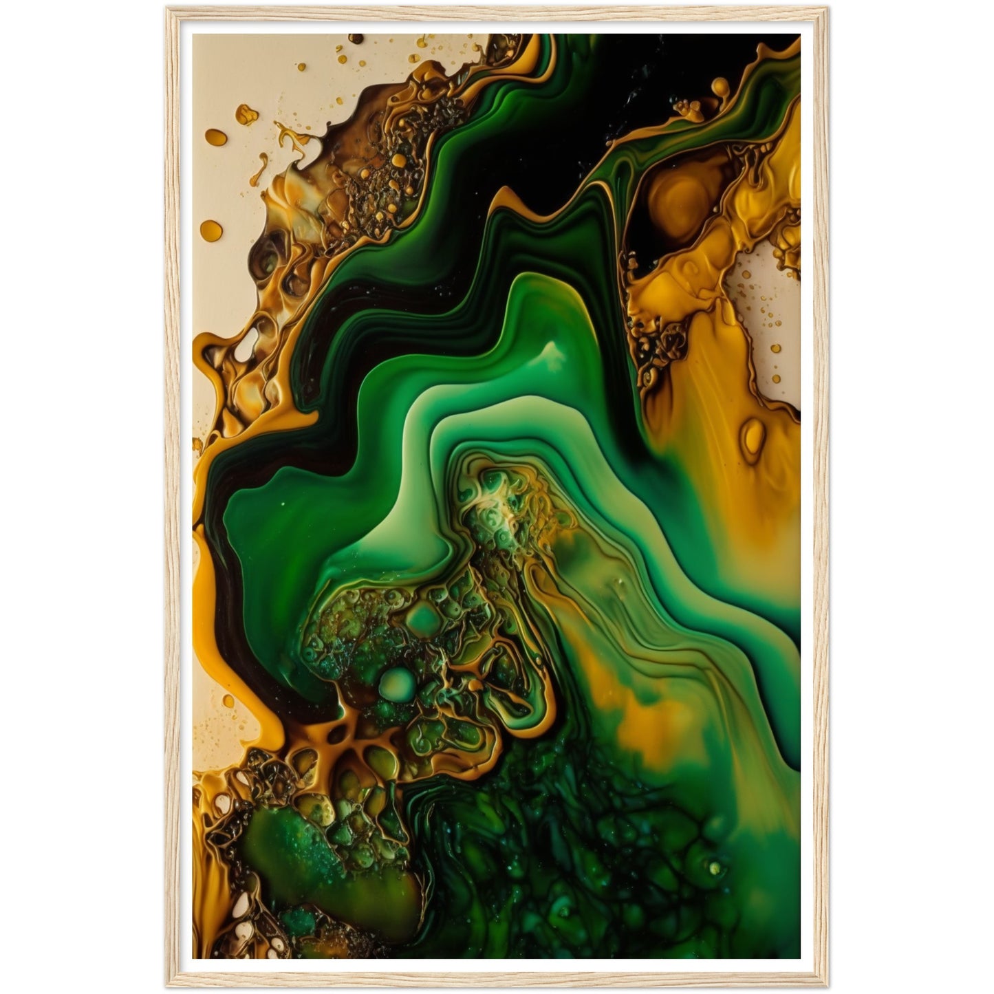 Organic Depths: Green & Brown Painting Wall Art Print