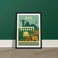 Rio de Janeiro cityscape and landmarks art print in a black wood frame, A4