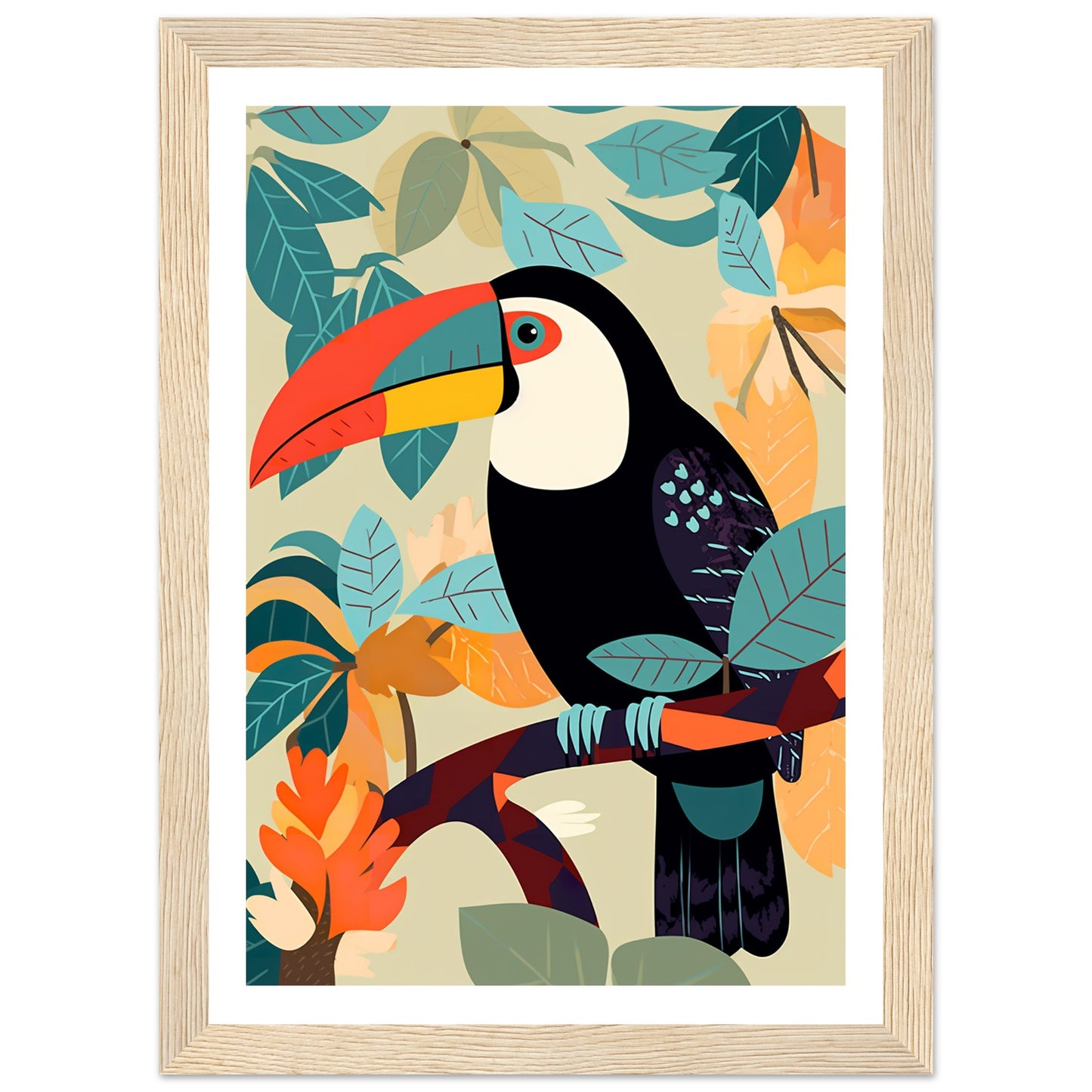 African Textile-Inspired Toucan Vibrant Bird Wall Art Print